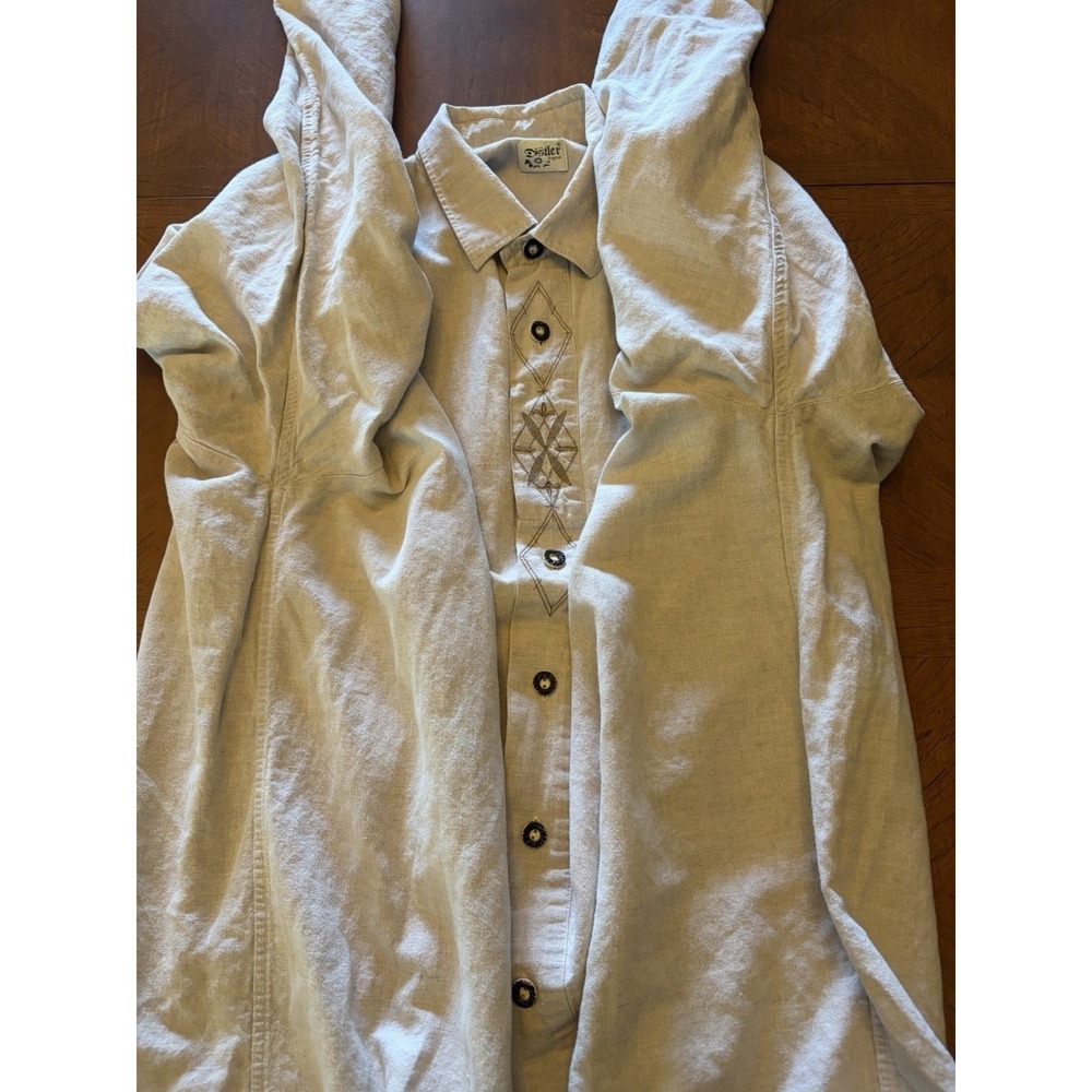 VTG Distler Original Linen Blend Edelweiss Embroidered L/S Shirt Men's 2XL - Picture 9 of 16
